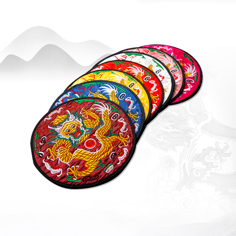 Sous-verre brodé dragon | Spiritual Home Accents 19 cm