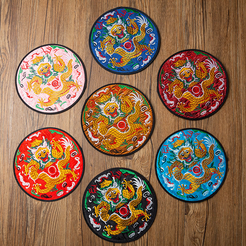 Sous-verre brodé dragon | Spiritual Home Accents 19 cm