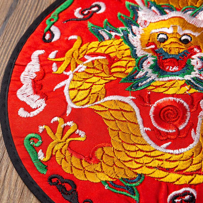Sous-verre brodé dragon | Spiritual Home Accents 19 cm