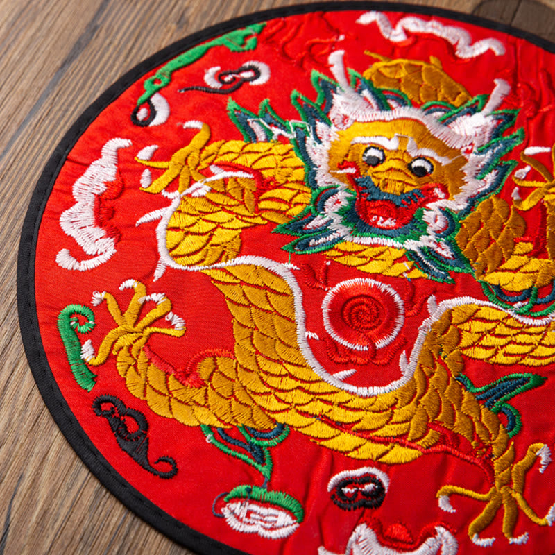 Sous-verre brodé dragon | Spiritual Home Accents 19 cm