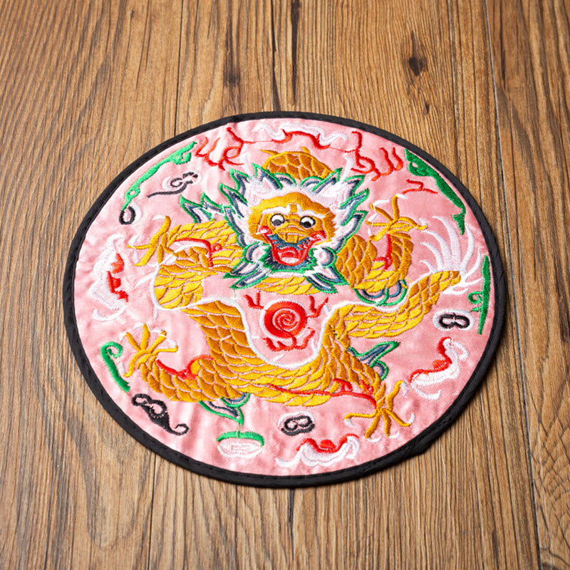 Sous-verre brodé dragon | Spiritual Home Accents 19 cm