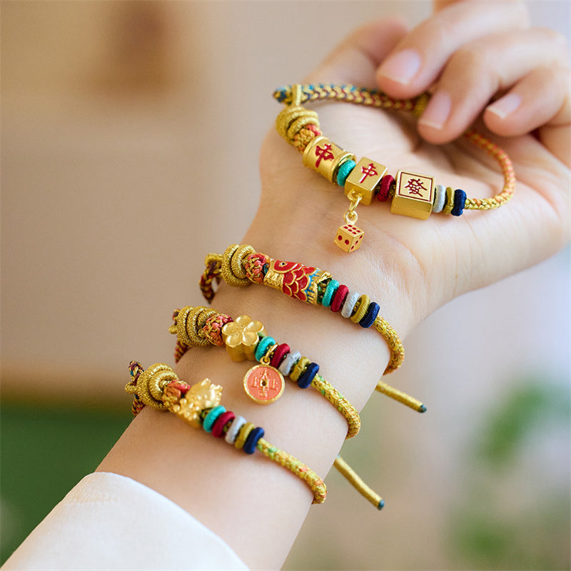 Bracelet porte-bonheur Dragon Feng Shui avec breloque en cuivre