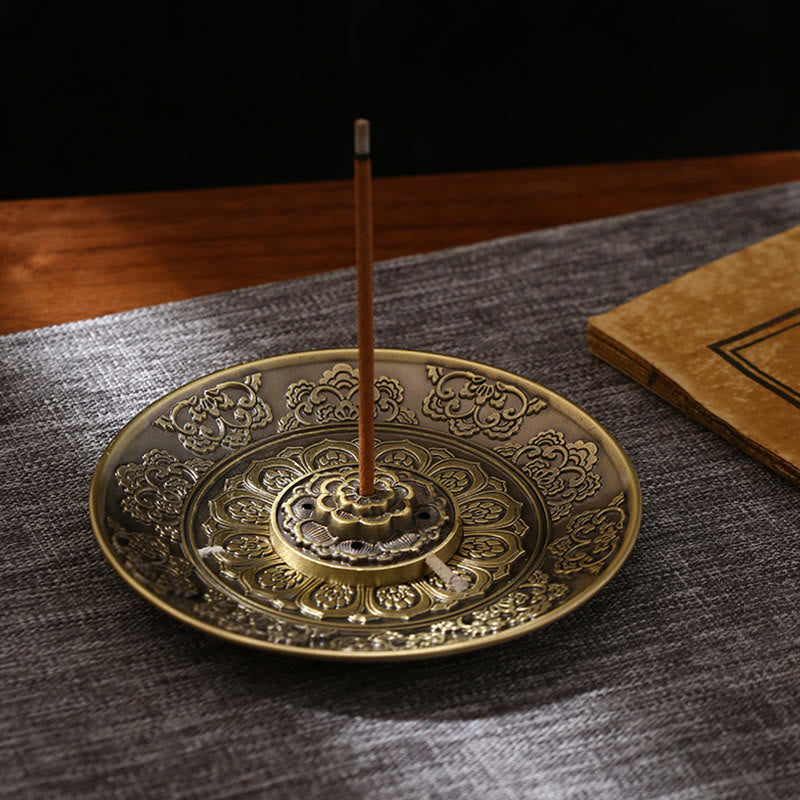 Brûle-encens dragon avec lotus, phénix et huit symboles de bon augure