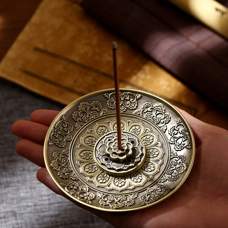 Brûle-encens dragon avec lotus, phénix et huit symboles de bon augure