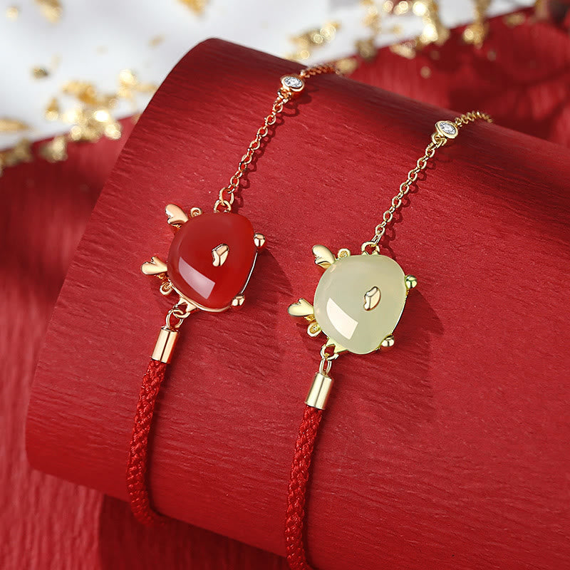 Bijoux Dragon | Bracelet de protection en jade Hetian et agate rouge