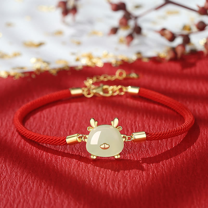 Bijoux Dragon | Bracelet de protection en jade Hetian et agate rouge