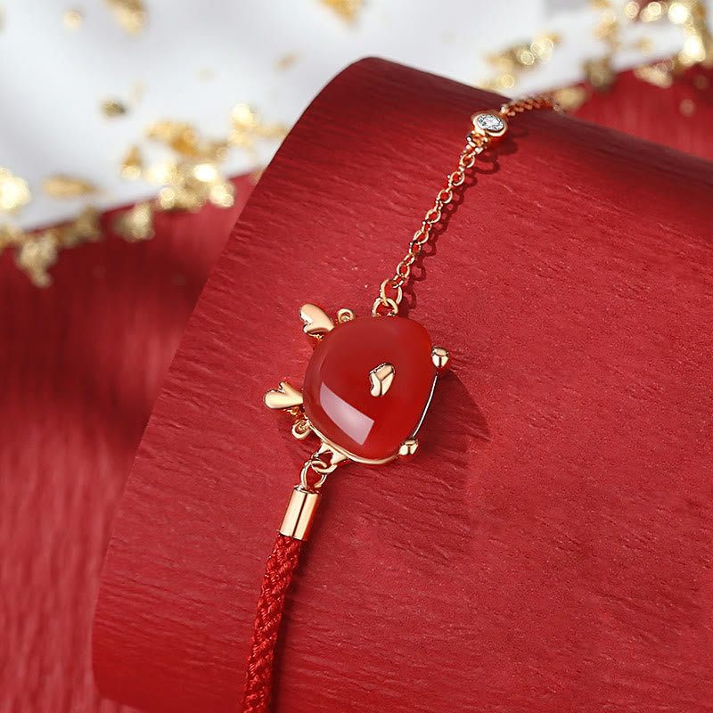 Bijoux Dragon | Bracelet de protection en jade Hetian et agate rouge