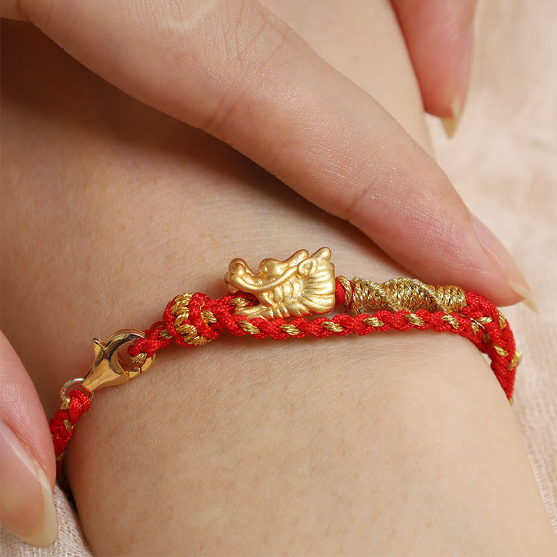 Bracelet Dragon Chance | Protection en argent sterling 999 et fil rouge