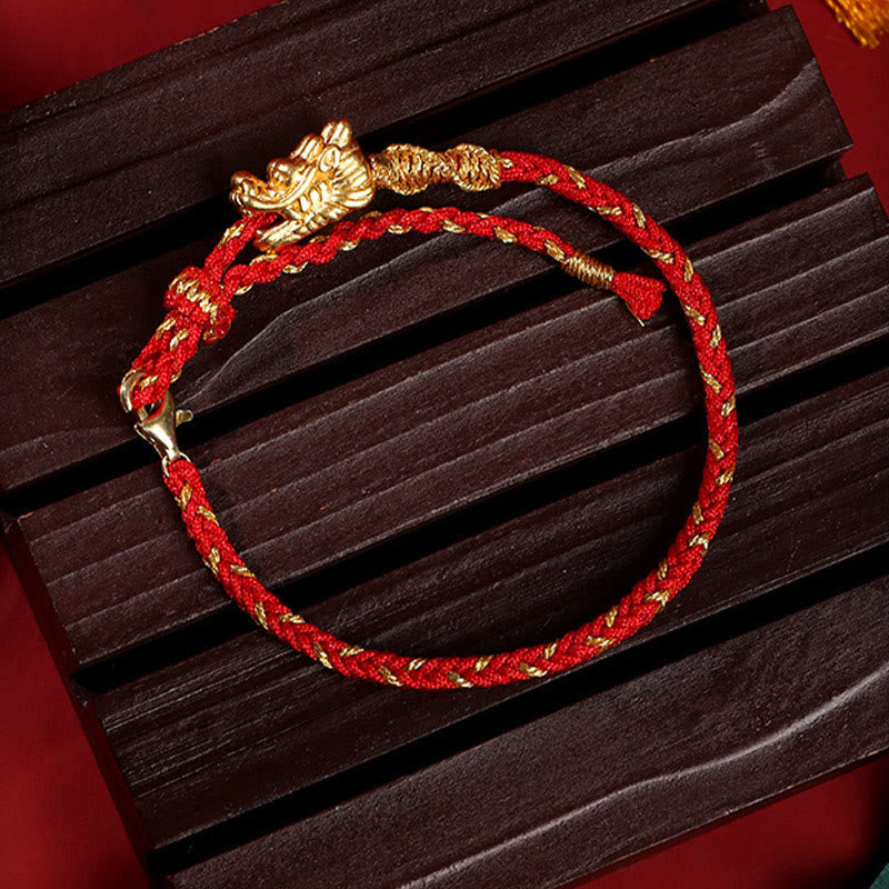 Bracelet Dragon Chance | Protection en argent sterling 999 et fil rouge