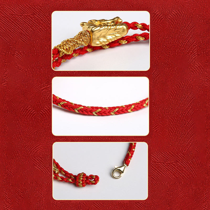 Bracelet Dragon Chance | Protection en argent sterling 999 et fil rouge