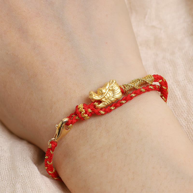 Bracelet Dragon Chance | Protection en argent sterling 999 et fil rouge