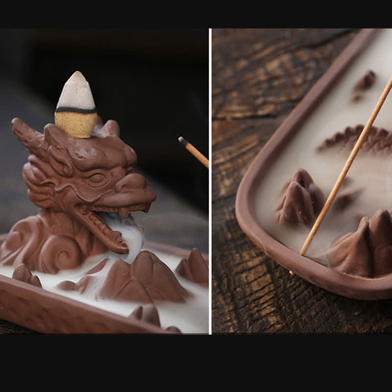 Brûleur d'encens Dragon Mountain Strength en céramique - Protection