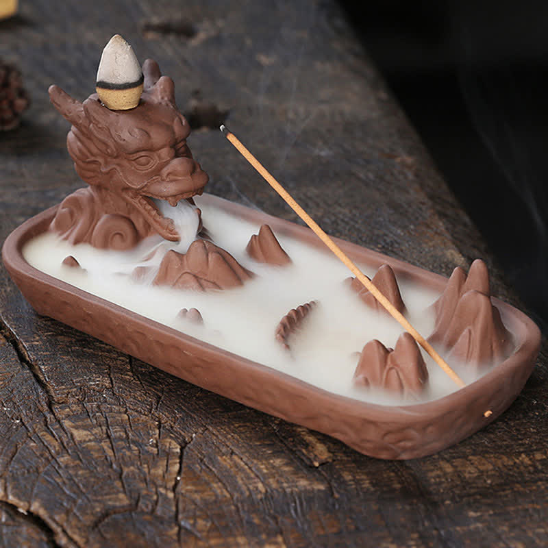 Brûleur d'encens Dragon Mountain Strength en céramique - Protection