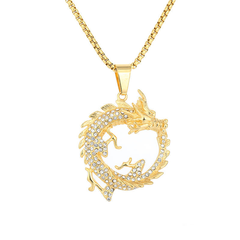 Collier Dragon Pendentif en Acier Titane pour le Succès et la Protection
