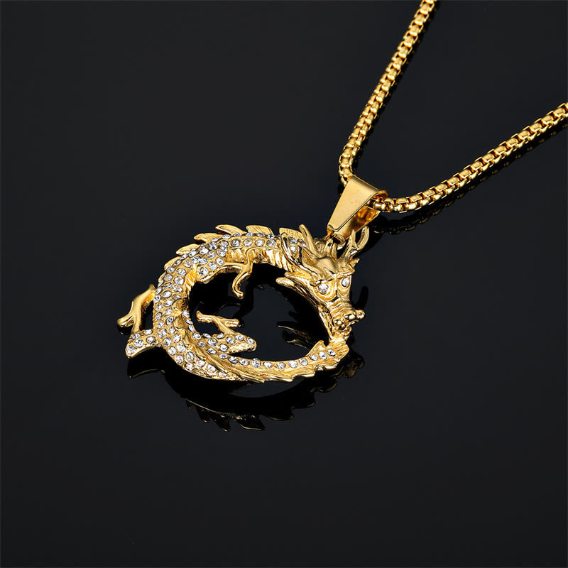 Collier Dragon Pendentif en Acier Titane pour le Succès et la Protection
