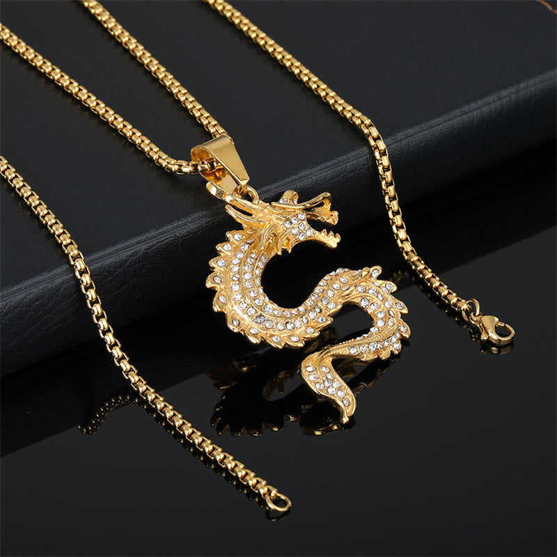 Collier dragon avec pendentif de protection en zircon | Sons de guérison