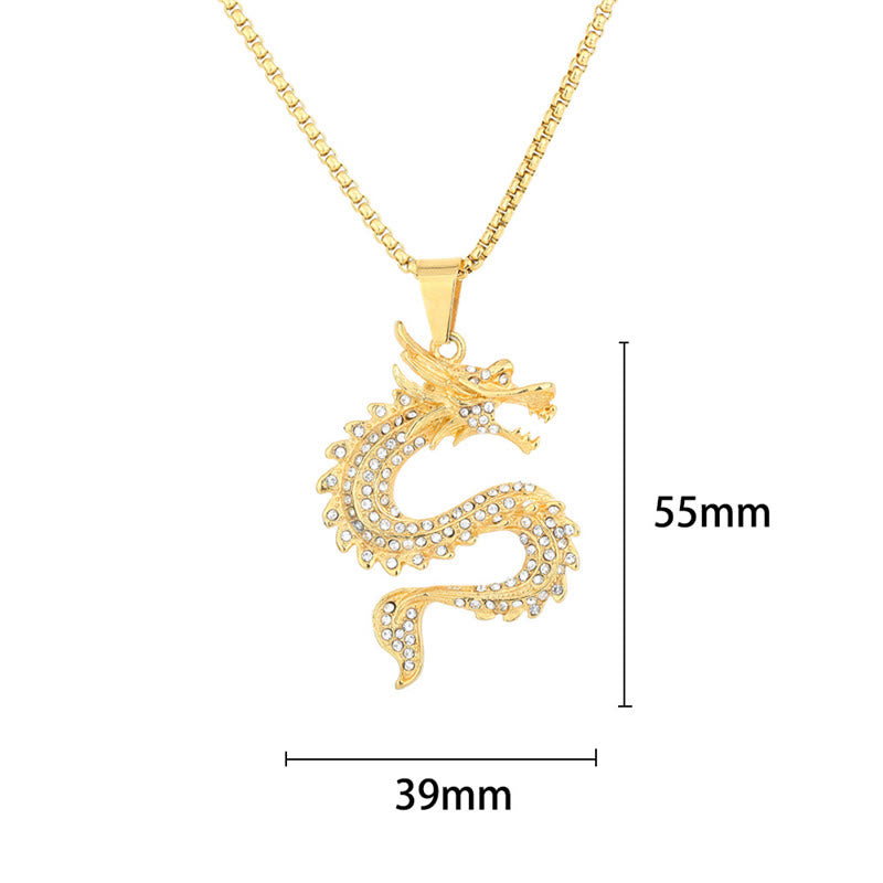 Collier dragon avec pendentif de protection en zircon | Sons de guérison