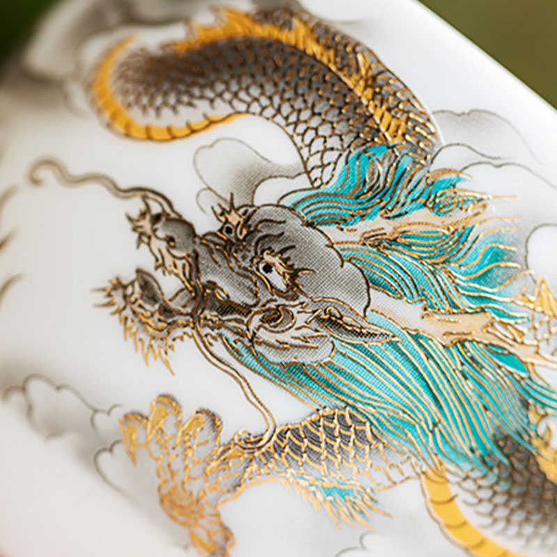Tasse à thé en céramique Dragon Phoenix 130 ml Décoration zen Cadeau