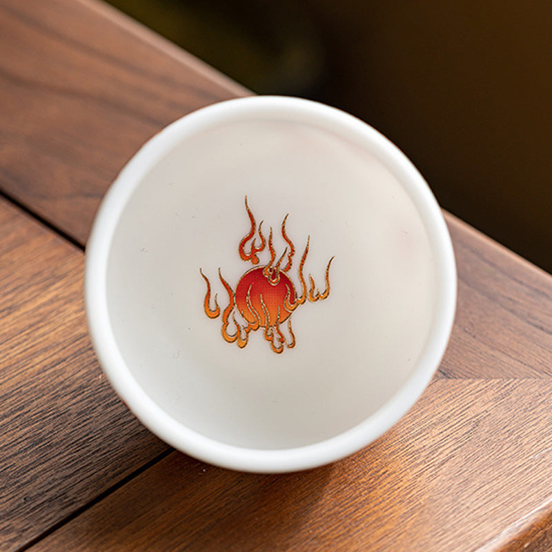 Tasse à thé en céramique Dragon Phoenix 130 ml Décoration zen Cadeau