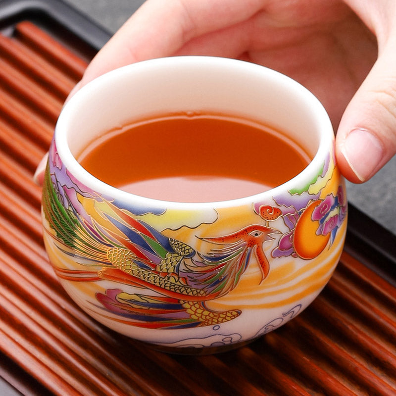 Tasse à thé en céramique Dragon et Phénix 190 ml | Vaisselle spirituelle