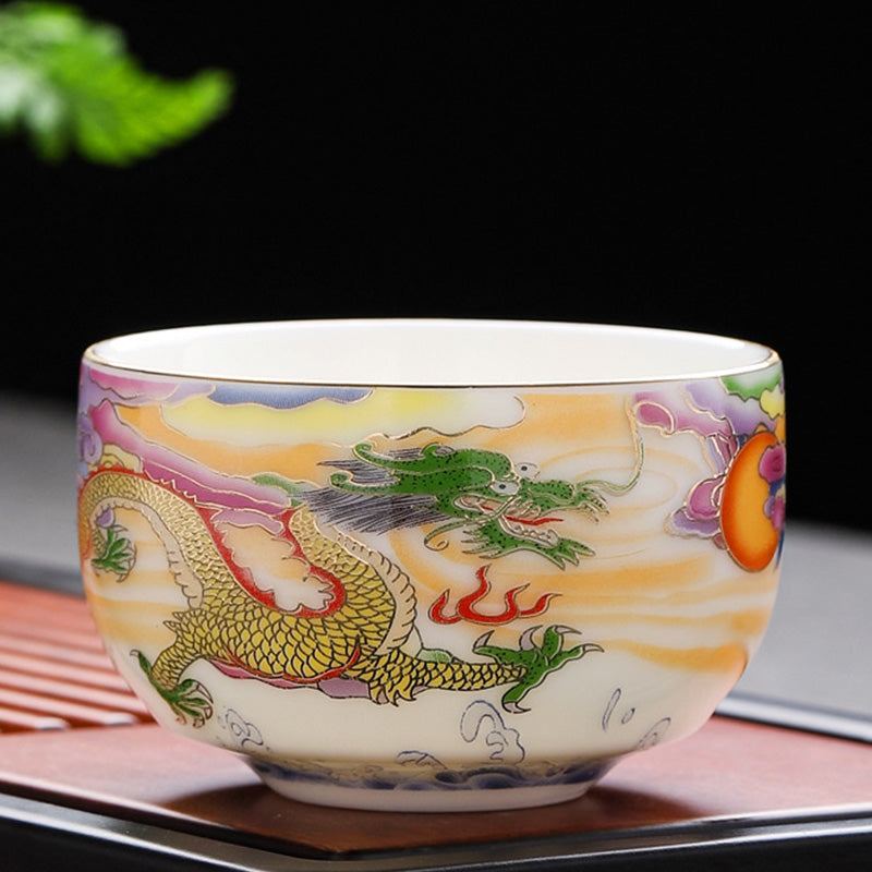 Tasse à thé en céramique Dragon et Phénix 190 ml | Vaisselle spirituelle