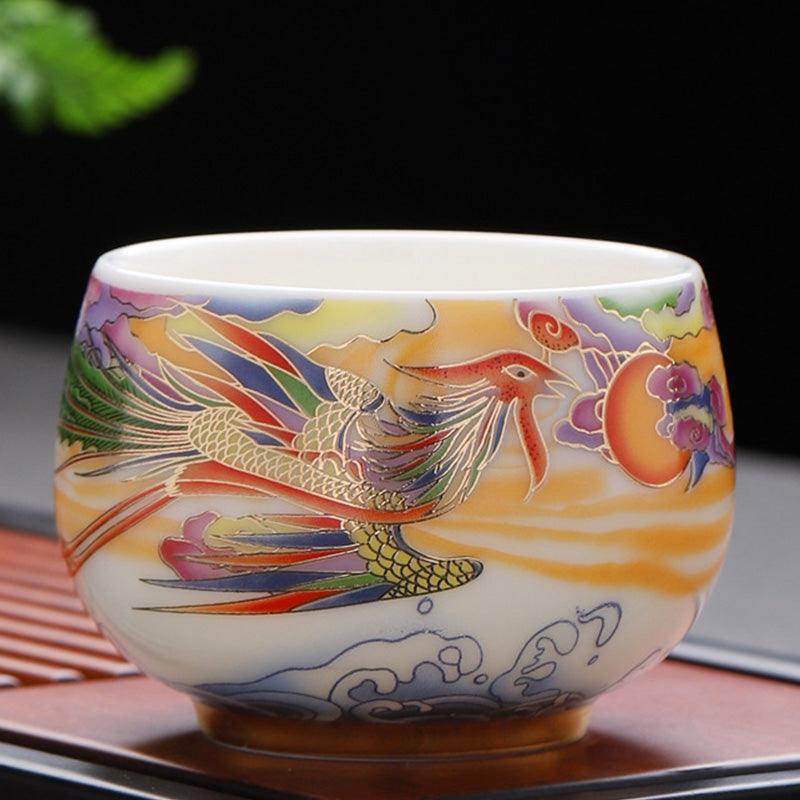 Tasse à thé en céramique Dragon et Phénix 190 ml | Vaisselle spirituelle