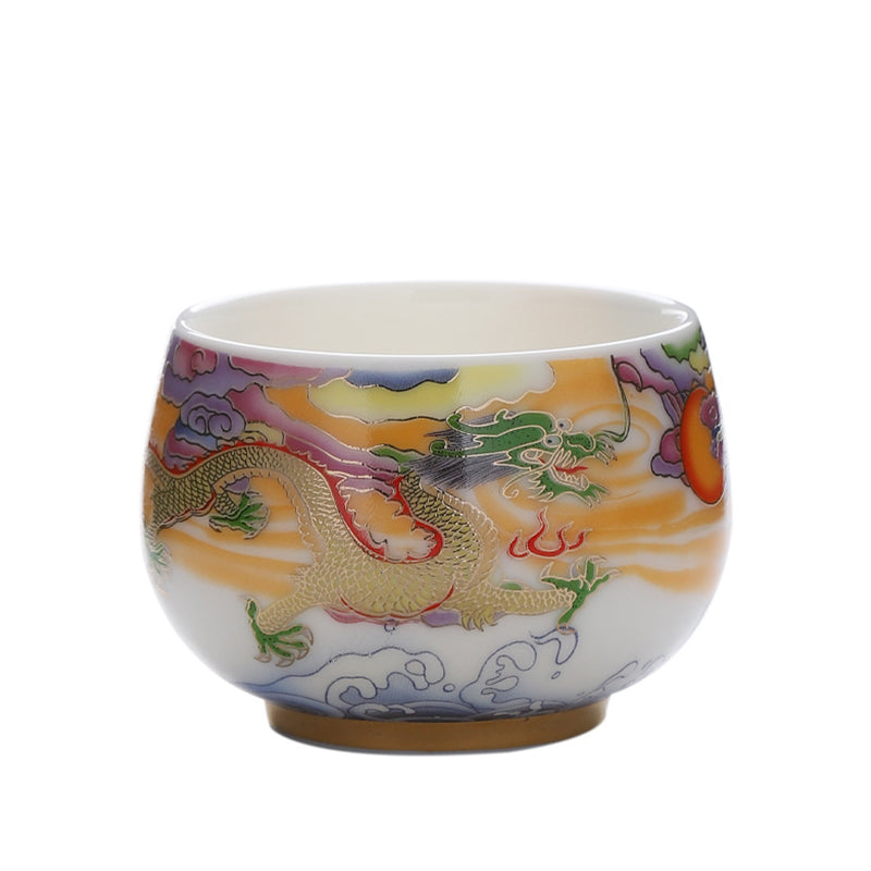 Tasse à thé en céramique Dragon et Phénix 190 ml | Vaisselle spirituelle