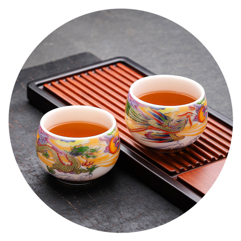 Tasse à thé en céramique Dragon et Phénix 190 ml | Vaisselle spirituelle