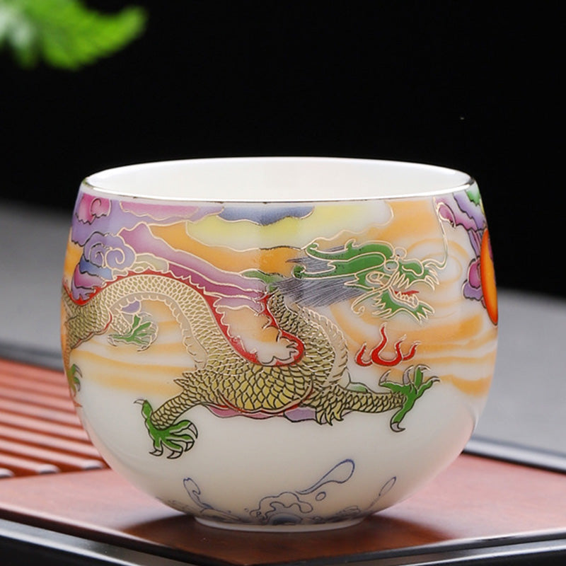 Tasse à thé en céramique Dragon et Phénix 190 ml | Vaisselle spirituelle