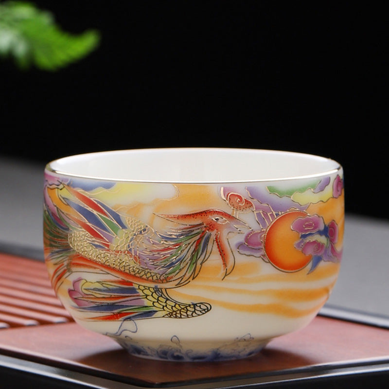 Tasse à thé en céramique Dragon et Phénix 190 ml | Vaisselle spirituelle
