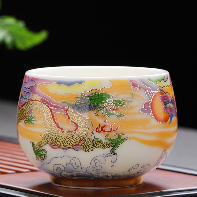 Tasse à thé en céramique Dragon et Phénix 190 ml | Vaisselle spirituelle