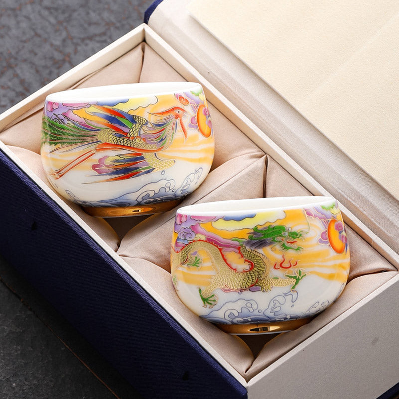 Tasse à thé en céramique Dragon et Phénix 190 ml | Vaisselle spirituelle