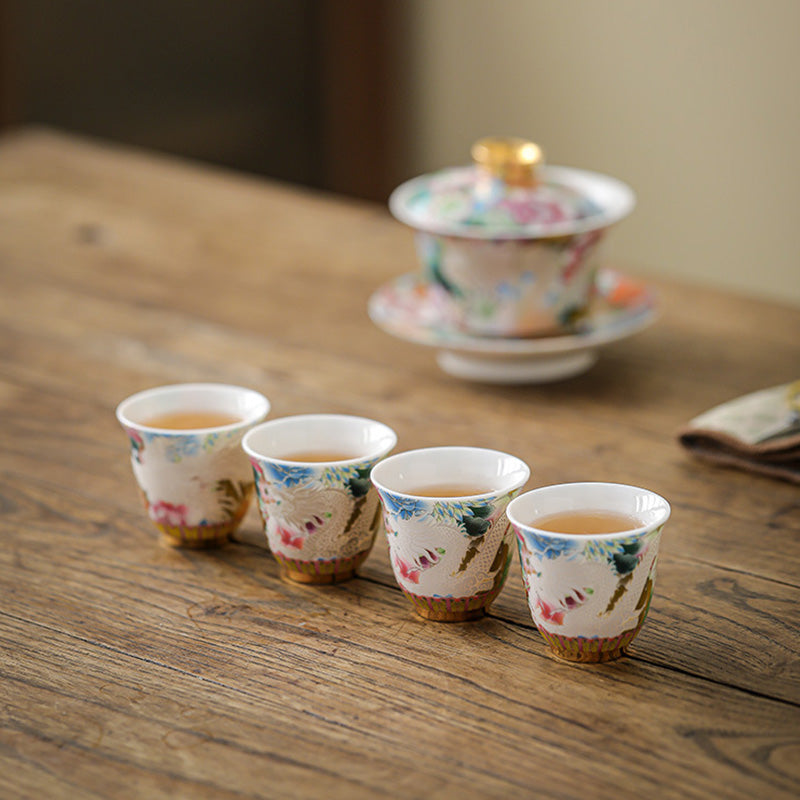 Tasse à thé en céramique Dragon et Phénix 50 ml | Décor Zen