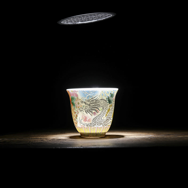 Tasse à thé en céramique Dragon et Phénix 50 ml | Décor Zen