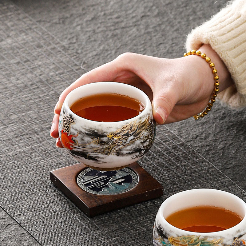 Tasse à thé en céramique « Dragon jouant avec une perle » 160 ml | Vaisselle