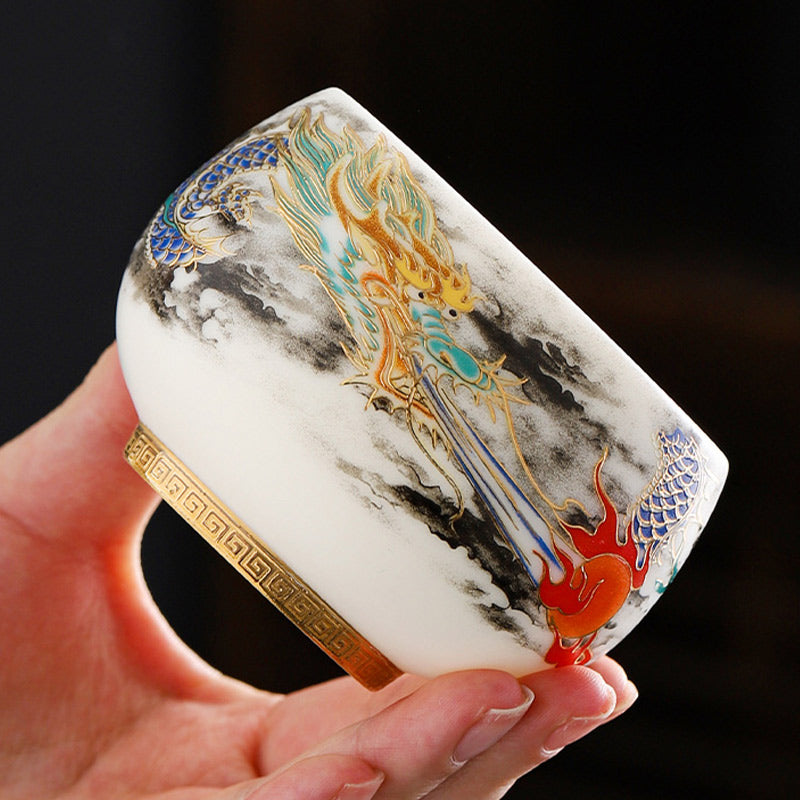 Tasse à thé en céramique « Dragon jouant avec une perle » 160 ml | Vaisselle