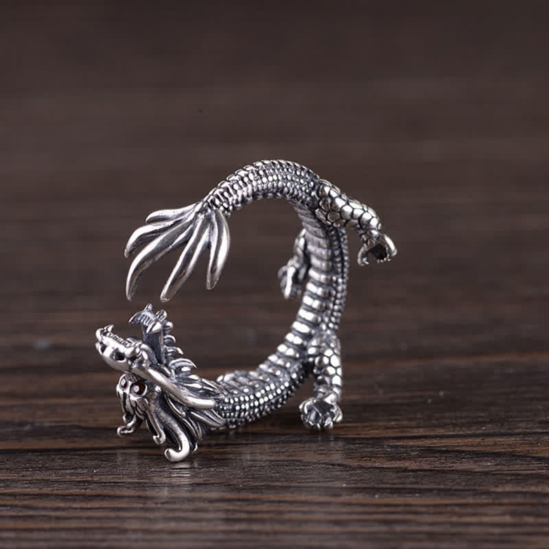 Bague Dragon en argent sterling 925 pour la chance et le succès