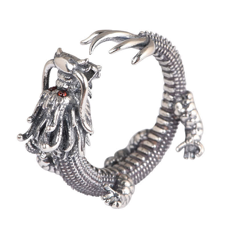 Bague Dragon en argent sterling 925 pour la chance et le succès