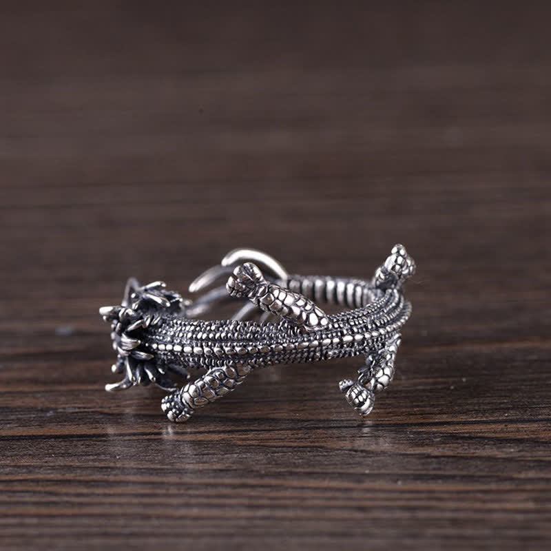 Bague Dragon en argent sterling 925 pour la chance et le succès