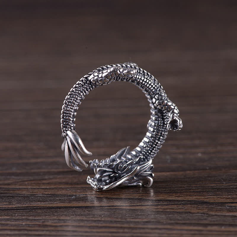 Bague Dragon en argent sterling 925 pour la chance et le succès