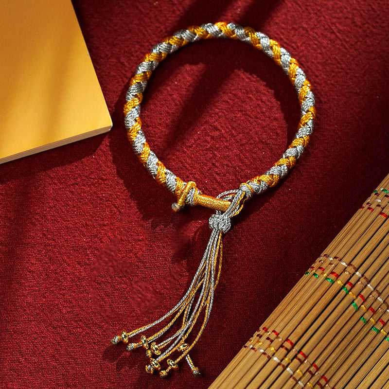 Bracelet porte-bonheur en écailles de dragon avec cinq dieux de la richesse