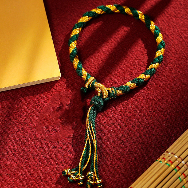 Bracelet porte-bonheur en écailles de dragon avec cinq dieux de la richesse
