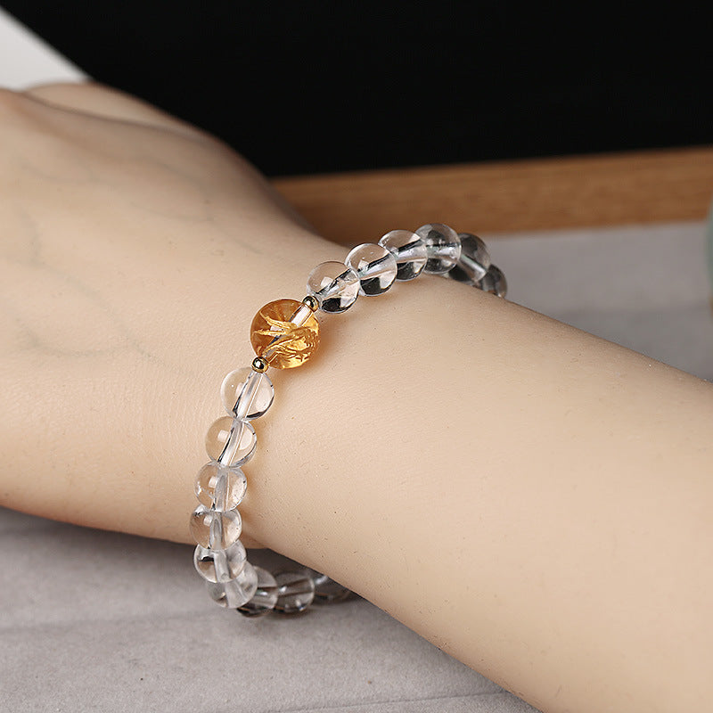 Bracelet Force du Dragon | Obsidienne noire et onyx blanc 10 mm