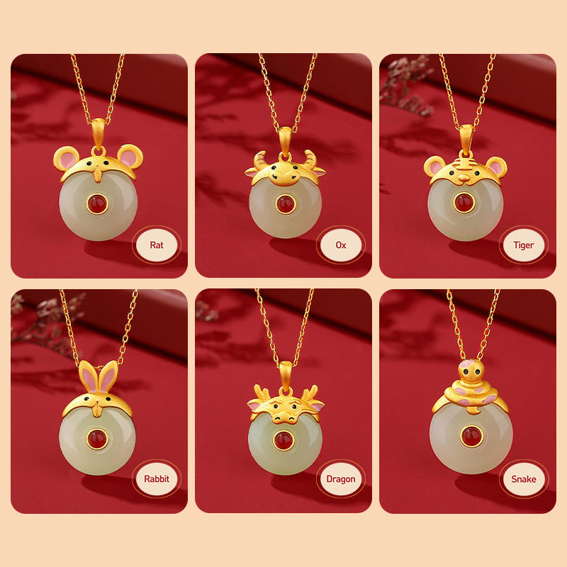 Collier Dragon Zodiac | Argent sterling, jade Hetian et agate rouge