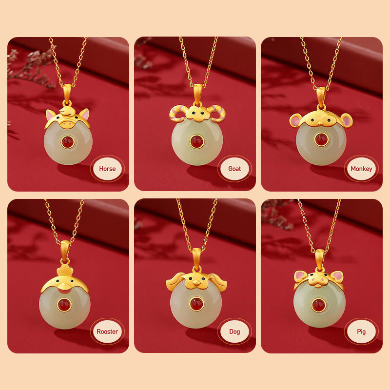 Collier Dragon Zodiac | Argent sterling, jade Hetian et agate rouge