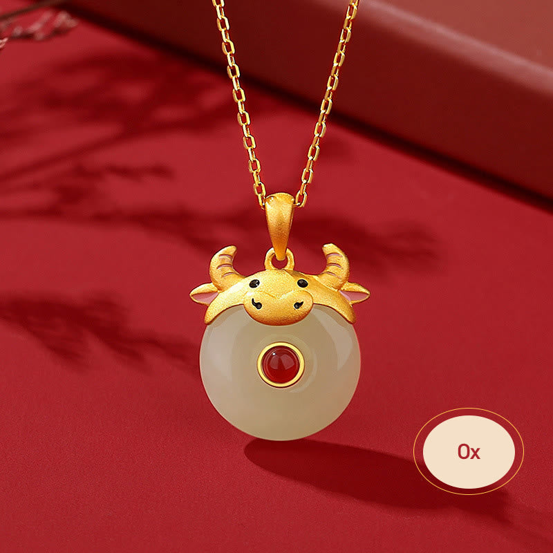 Collier Dragon Zodiac | Argent sterling, jade Hetian et agate rouge