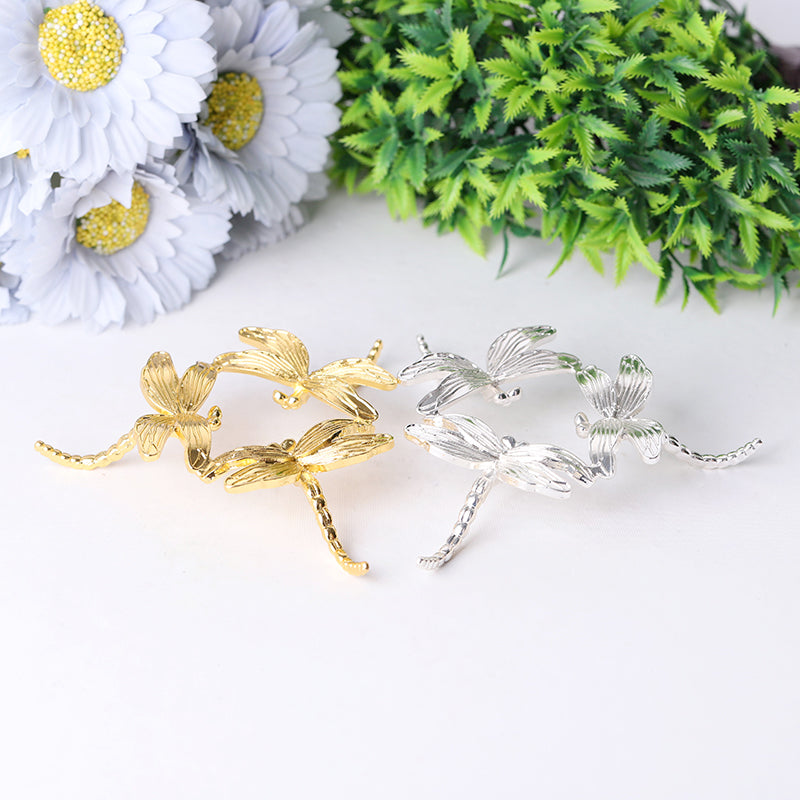 Dragonfly Design Metal Crystal Holder 4-inch | Spiritual Decor