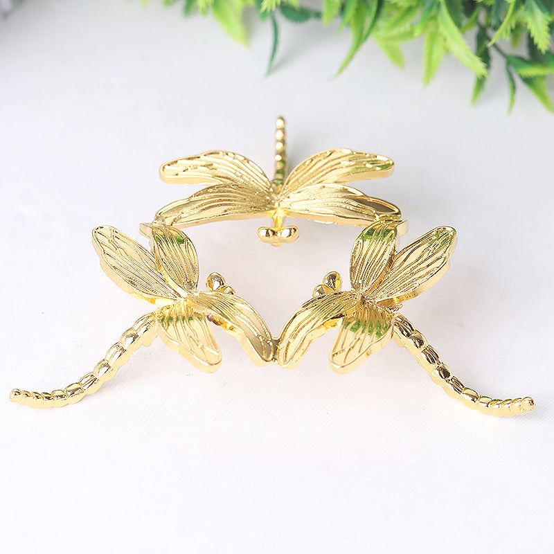 Dragonfly Design Metal Crystal Holder 4-inch | Spiritual Decor