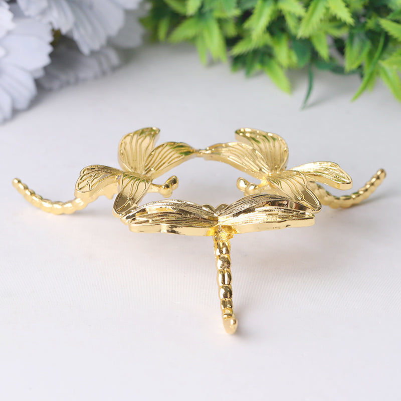 Dragonfly Design Metal Crystal Holder 4-inch | Spiritual Decor