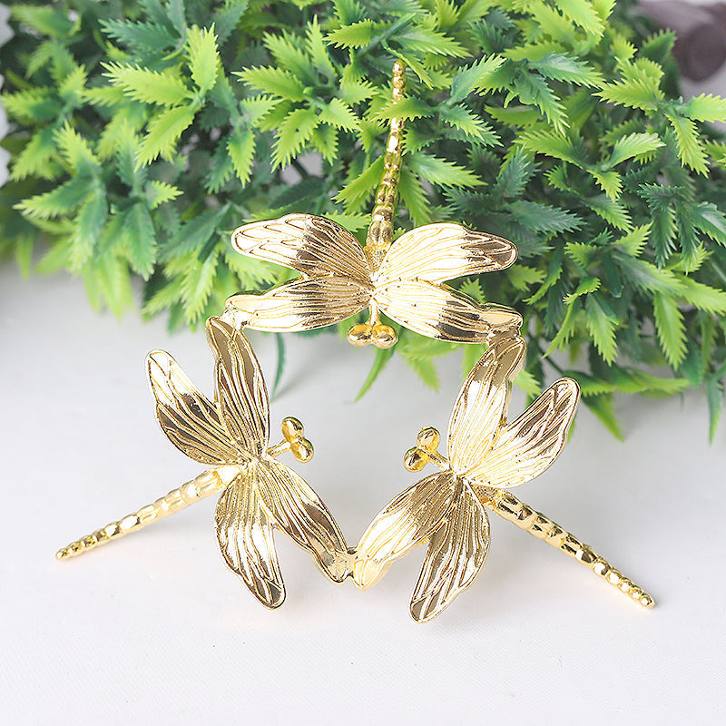 Dragonfly Design Metal Crystal Holder 4-inch | Spiritual Decor